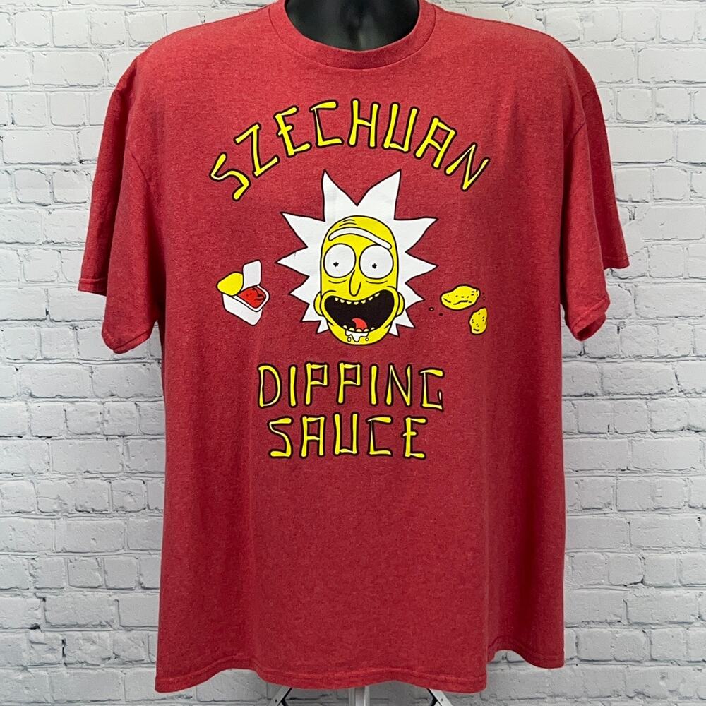 Rick and Morty T Shirt XL X-Large Szechuan Dipping Sauce Adult Swim Red Tee